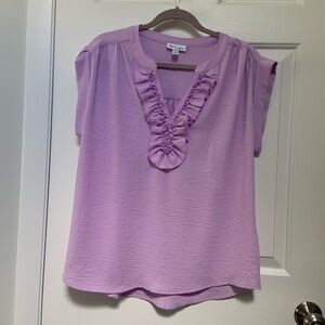Patchington Lilac Ruffle V-Neck Blouse